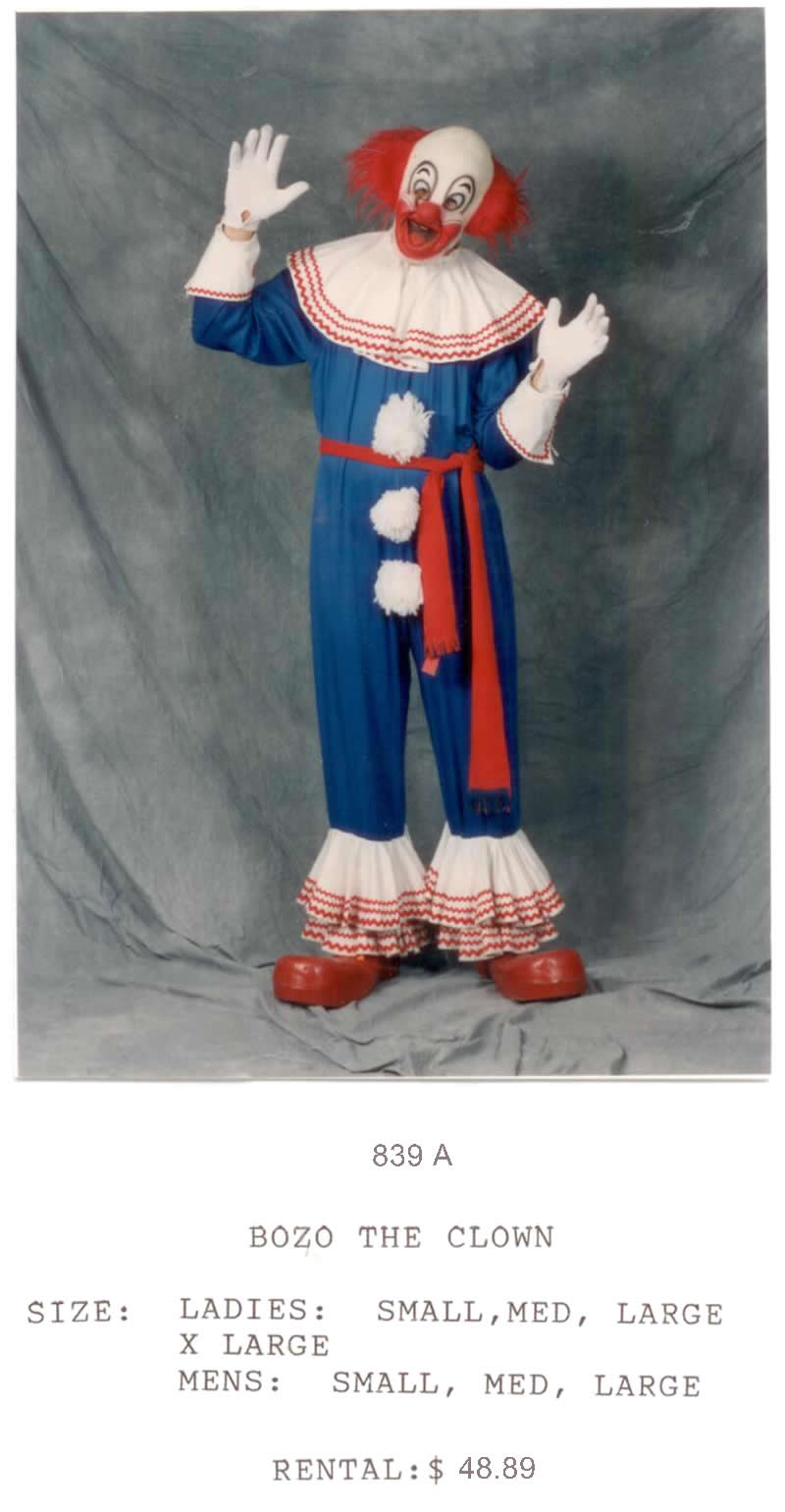 BOZO THE CLOWN [839 A] - $48.89 : COSTUME AND BRIDAL BARN, Special wear for  all occasions